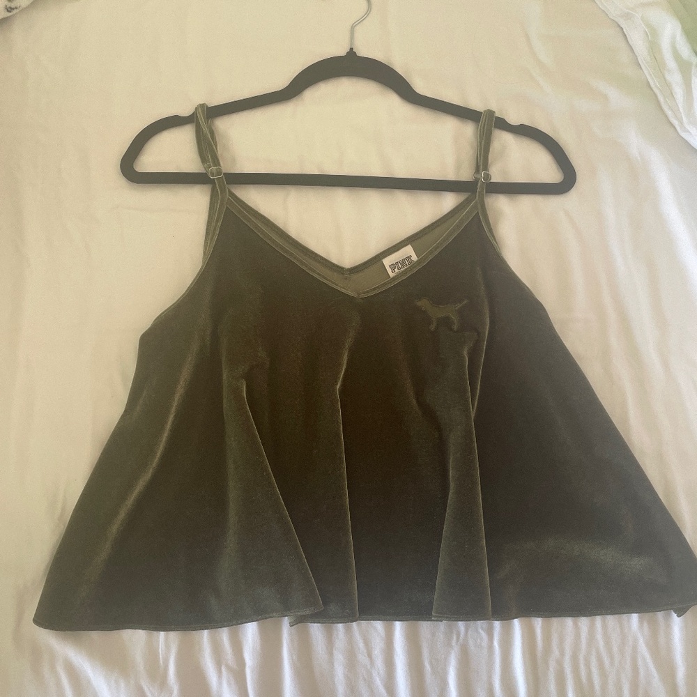 Victoria secret pink - green velvet top